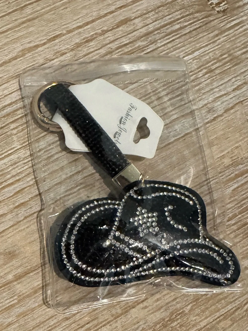 Sparkling Black Cowboy Hat Keychain or Bag Charm - Picture 1 of 3